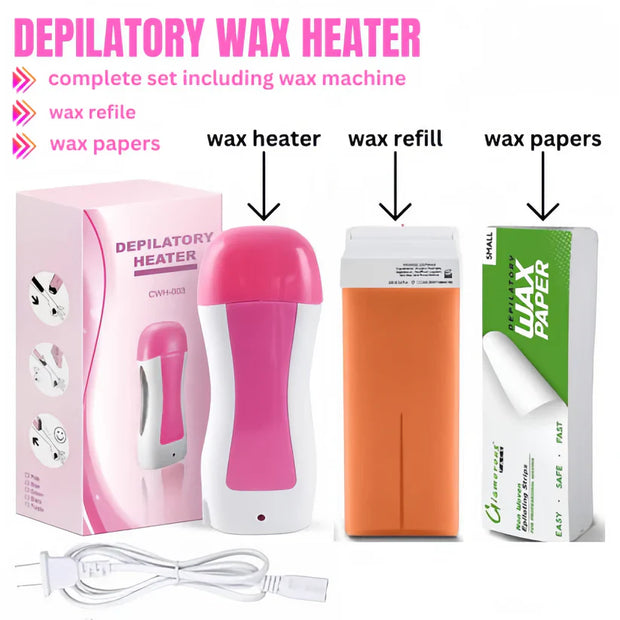 Depilatory Wax Warmer Roller – Painless Hair Removal at Home