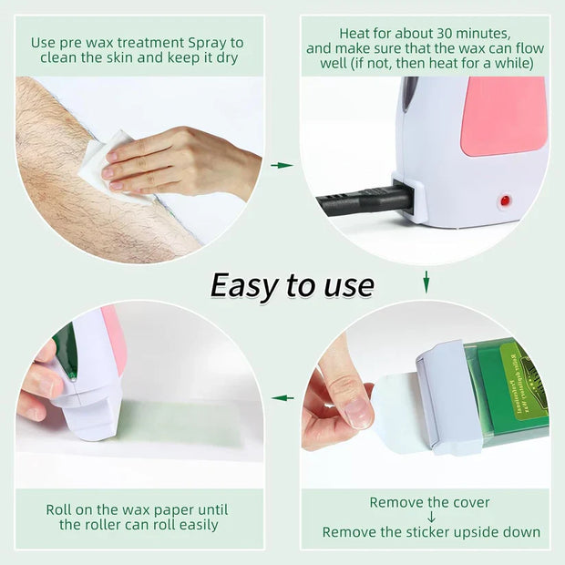 Depilatory Wax Warmer Roller – Painless Hair Removal at Home